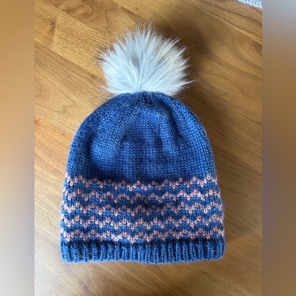 Pistil Blue and Pink Pom-Pom Beanie